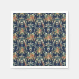 Skeletons Pattern Spooky Cool Halloween Party Napkin