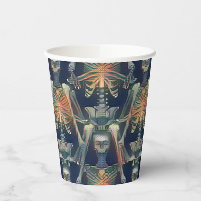 Skeletons Pattern Spooky Cool Halloween Party  Paper Cups (Left)