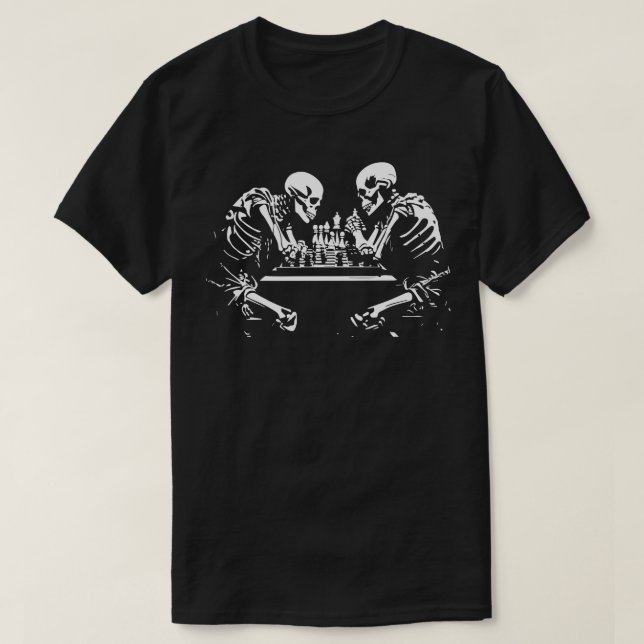 skeletons play chess 4 T-Shirt (Design Front)