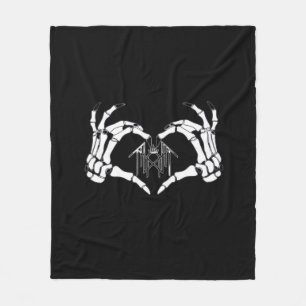 Skeletons Token Heart Hands Fleece Blanket