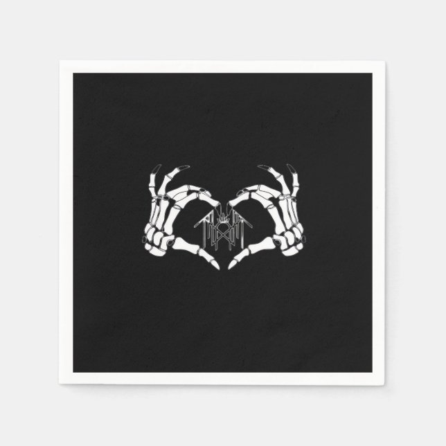 Skeletons Token Heart Hands  Napkin (Front)