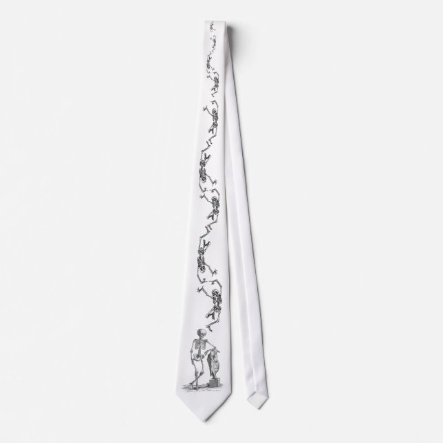 Skeletons (White Backgound) - Men's Halloween Tie (Front)
