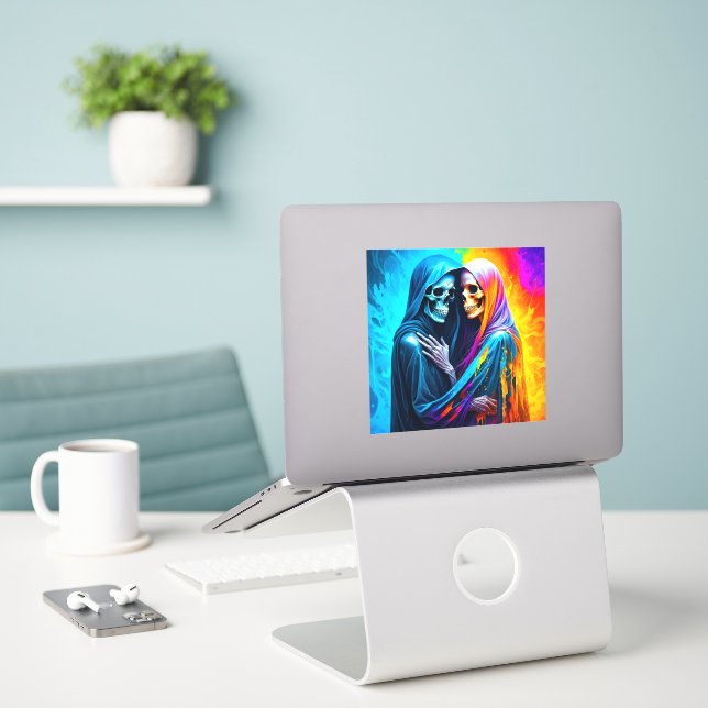 Skeletons Wrapped in a Rainbow (Laptop On Desk)