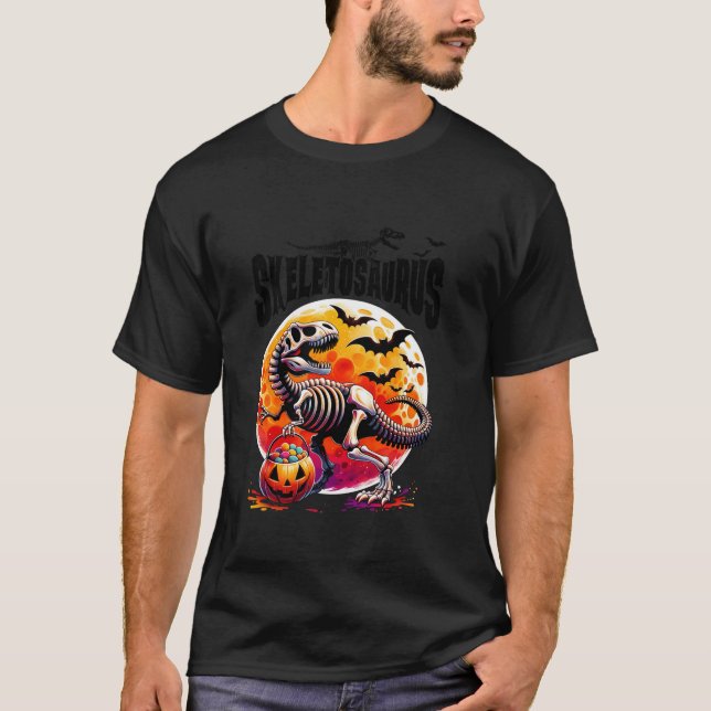 Skeletosaurus Dinosaurs Skeleton T rex Halloween F T-Shirt (Front)