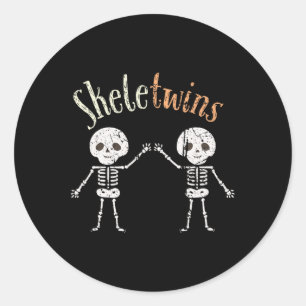Skeletwins Toddler Girl Boy Halloween Costume Twin Classic Round Sticker