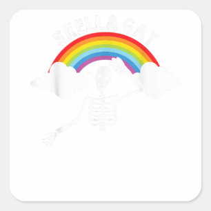 Skella Gay Spooky Halloween Skeleton LGBT Supporte Square Sticker