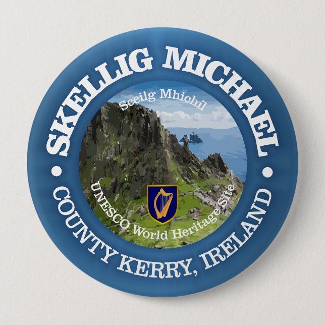 Skellig Michael (rd) 10 Cm Round Badge (Front)