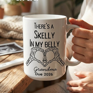 Skelly In My Belly Halloween PregnancyAnnouncement Coffee Mug