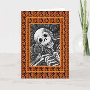 SKELLY & JACK GOTH HALLOWEEN GREETING CARD Blank