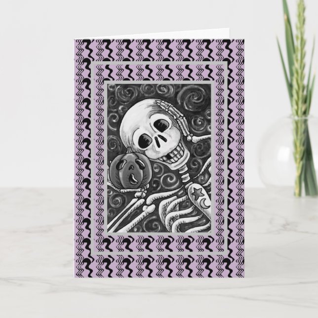 SKELLY & JACK GOTH HALLOWEEN GREETING CARD Blank (Front)