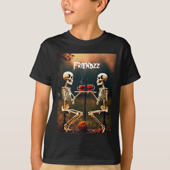 Skelton Friends Illustration T shirt (Front)