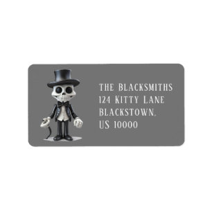 Skelton in Black Tuxedo Halloween Address Label