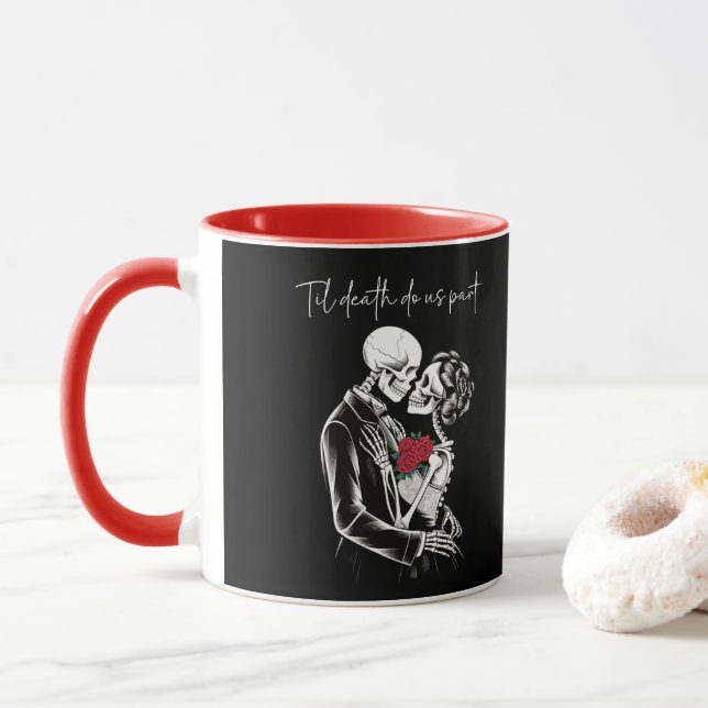 Skelton Lovers til death do us part Mug (With Donut)