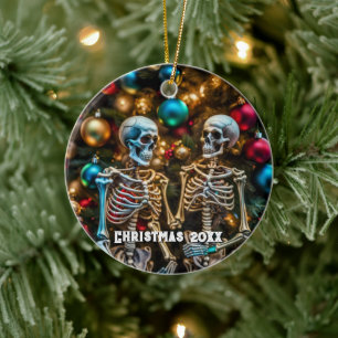 Skeltons and Colorful Ornaments Christmas 