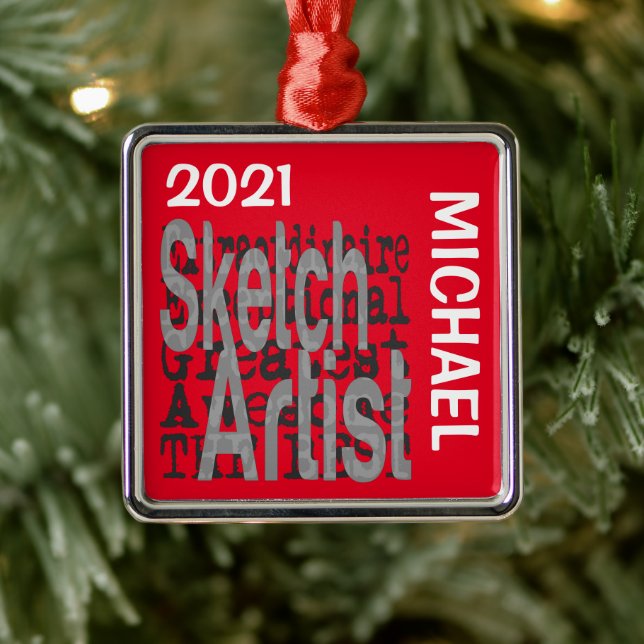 Sketch Artist Extraordinaire CUSTOM Metal Tree Decoration (Tree)