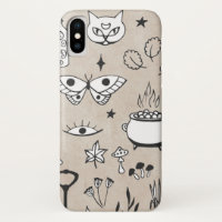 Sketch butterfly cat bottle leaves star distressed