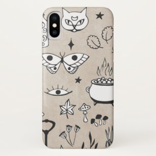 Sketch butterfly cat bottle leaves star distressed Case-Mate iPhone case