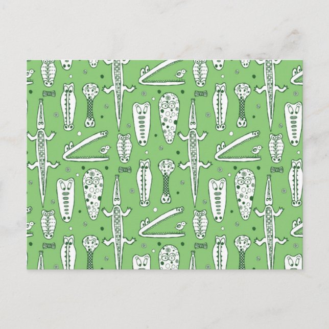 Sketch Crocodile Pattern 2 Postcard (Front)