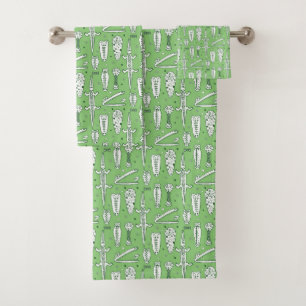 Sketch Crocodile Pattern Bath Towel Set