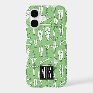 Sketch Crocodile Pattern Monogram