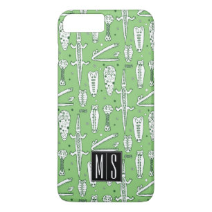 Sketch Crocodile Pattern   Monogram Case-Mate iPhone Case