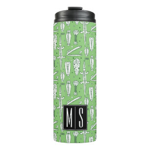 Sketch Crocodile Pattern Monogram Thermal Tumbler