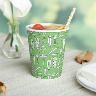 Sketch Crocodile Pattern Paper Cups