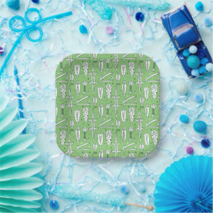 Sketch Crocodile Pattern Paper Plate