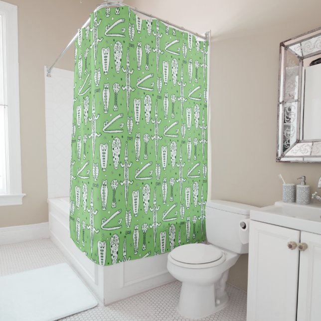 Sketch Crocodile Pattern Shower Curtain (In Situ)