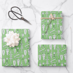 Sketch Crocodile Pattern Wrapping Paper Sheet
