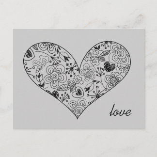 Sketch Doodle Heart Cute Love Postcard