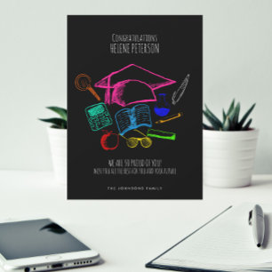 Sketch Drawing Toga Hat Graduation Congratulation Card