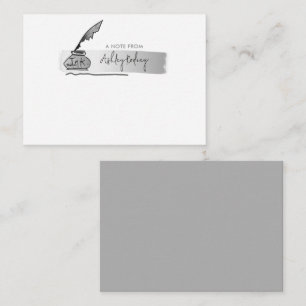 Sketch Faux Silver Quill Pen Script Card