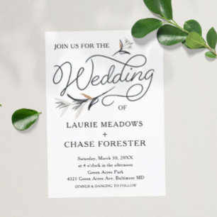 Sketch Floral Minimal Boho Wedding Invitation
