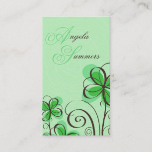 Sketch Floral Print - Green Business Card