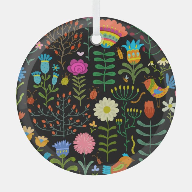 Sketch floral, seamless artistic pattern. glass tree decoration (Front)