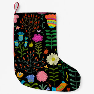 Sketch floral, seamless artistic pattern. small christmas stocking