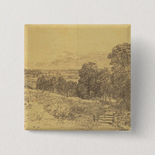 Sketch for the Painting Entrance to Fen Lane 15 Cm Square Badge