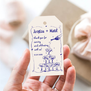Sketch Funky Champagne Wedding Thank You Gift Tags