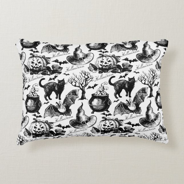 Sketch Halloween seamless pattern Decorative Cushion (Front)