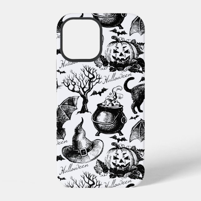 Sketch Halloween seamless pattern iPhone Case (Back)