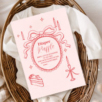 Sketch Hand Drawn Bow Baby Shower Diapper Raffle