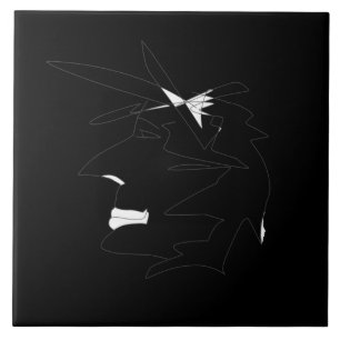 Sketch Head Weird Face Minimalism Tile