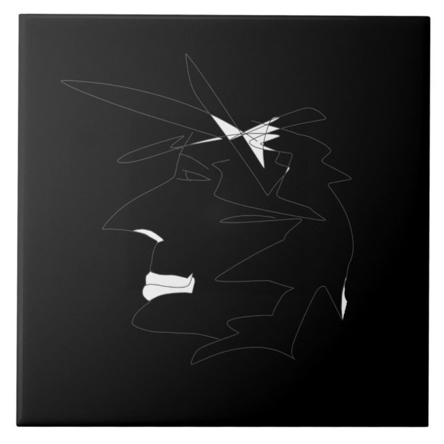 Sketch Head Weird Face Minimalism Tile (Front)