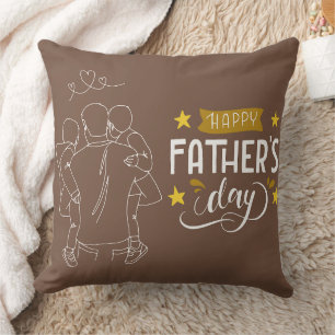 Sketch Line Art Dad Piggyback Hug Cushion