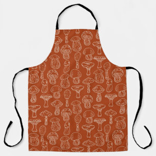 Sketch Mushrooms: Cute Seamless Background. Apron