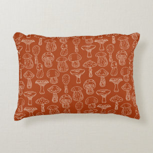 Sketch Mushrooms: Cute Seamless Background. Decorative Cushion