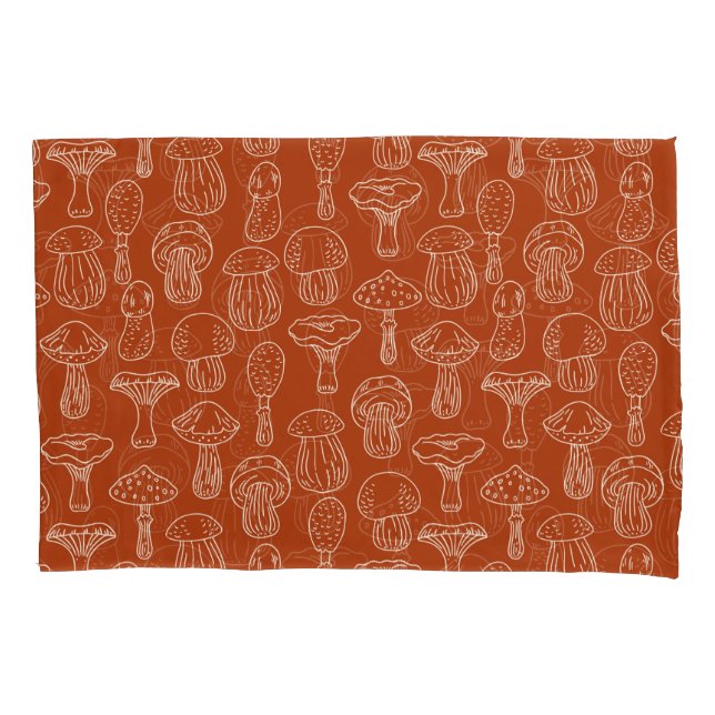 Sketch Mushrooms: Cute Seamless Background. Pillowcase (Front)
