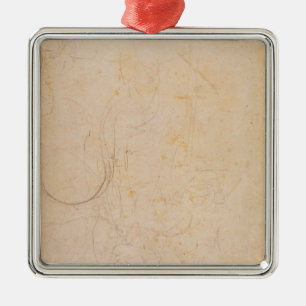 Sketch of a figure with artist's signature metal tree decoration