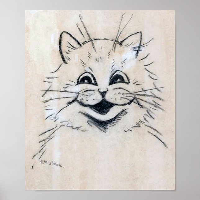 Sketch of a Laughing Cat, Louis Wain Poster (Front)